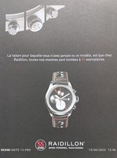 RAIDILLON vintage watch Print Ad !! " White watch "