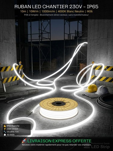 Ruban led chantier - 230v, 10m