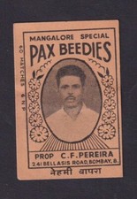 Antique India Match Tag BN174183 Men's Pax Beedies