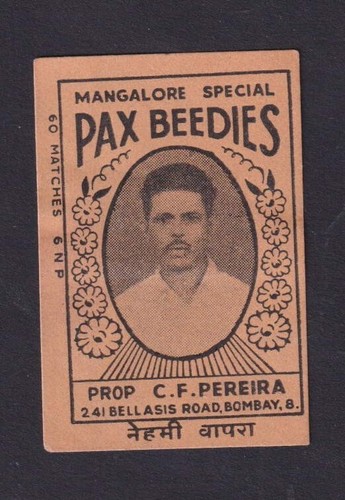 Antique india match tag - match,