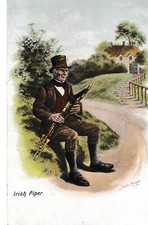 POSTCARD: THE IRISH PIPER, Uilleann pipes, artist John Carey, unposted