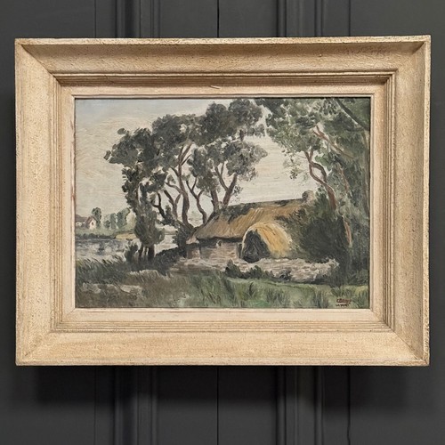Huile sur toile - paysage, avec