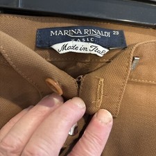 Marina Rinaldi Lightweight Virgin Wool Pleated Straight Leg Dress Pants Brown 23