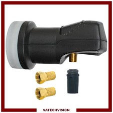 LNB Single Tête Universelle 0,1 dB + 2 Fiches F Or Full HD 3D Ultra HD 4K
