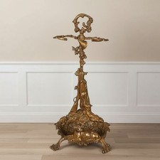 Porte-Parapluie En Laiton Massif Chien Relief Style Chasse Vintage XXe Siècle