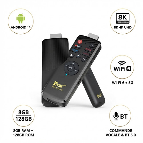 Stick android 8k lecteur - android, 14