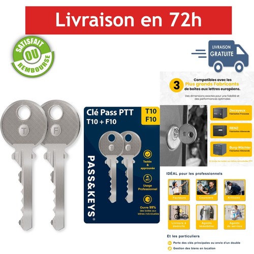Clés pass ptt t10 f10 - +, pour