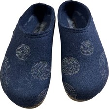 Haflinger Wool Clogs Womens Size 38 Navy Blue Felt Slip On House Slippers
