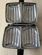 Vintage waffle mold waffle maker Croque Mr Peugeot 1970s aluminum