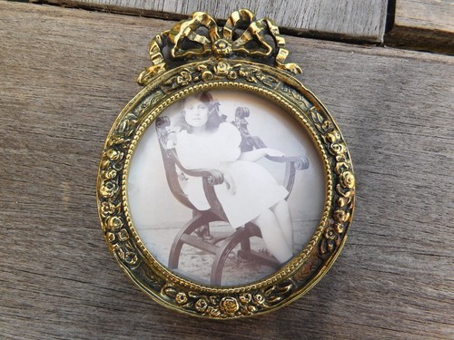 Cadre porte photo rond ancien