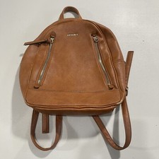 Gussaci Tan Brown Vegan Leather Backpack Purse Bag Medium Quality Zip Pocket