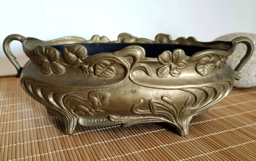 Art nouveau bronze planter - art,