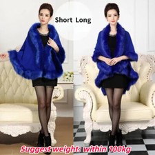 Femme Tricot Poncho Cape Faux Col Fourrure Enveloppant Châle Chaud Pull Cardigan