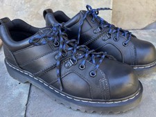 DR DOC MARTENS Men’s (US-9) ‘Finnegan’ Black Leather Work Shoes Grunge Y2K