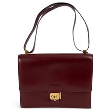 72221 auth HERMES Rouge H burgundy Box leather SAC A DEPECHES 26 Shoulder Bag