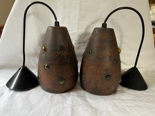 set of 2 MID CENTURY MODERN NANNY STILL FOR RAAK COPPER AMBER GLASS CEILING LAMP