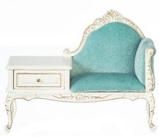 Maison de Poupées Blanc Gossip Banc Téléphone Table Main Peint JBM Meuble Hall
