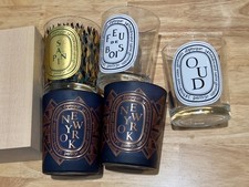 5 Empty Diptyque Glass Candle Jars 6.5 oz New York Sapin  Feu de Bois Oud