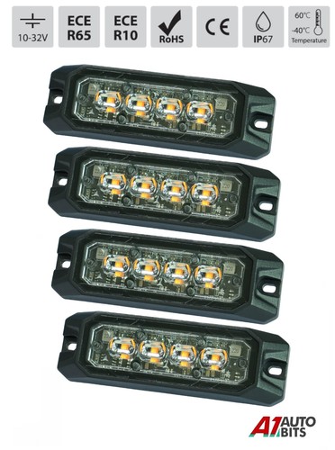 Gyrophare led amber orange - 4x,
