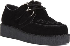 Femmes Dentelle Plateforme Creeper Style Chaussures en Noir Daim Taille UK 3 - 8
