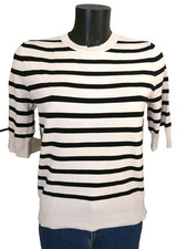Pull rayé écru et noir ZARA Knit manches courtes Taille M Bon état