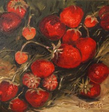 huile sur toile "les fraise du