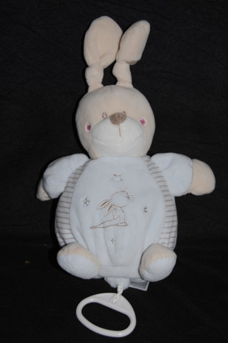 Doudou lapin musical bleu - lapin,