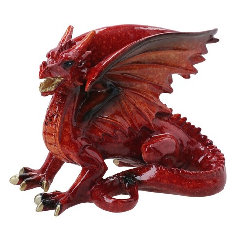 Dragon rouge couché - , résine