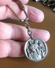 Porte cle métal argenté Saint Christophe Vierge Lourdes Qualité extra bijouterie