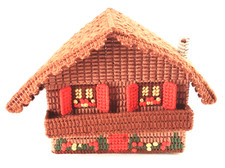 Mary Maxim Musical Music Box Edelweiss Needlepoint Swiss Chalet Pre-made NOT Kit