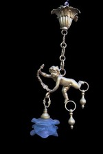 Antique bronze putti cherub figurine chandelier lamp