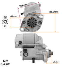 Démarreur pour Kubota Portant Thomas Denso 17381-63012 228000-1041 128000-1160