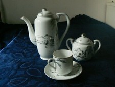 OLD PORCELAIN COFFEE SERVICE ASIAN CHINESE DECOR JAPAN VINTAGE CERAMIC