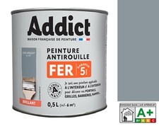 Peinture fer glycéro antirouille 0.5L gris argent ral 7001 ADDICT décoration pro