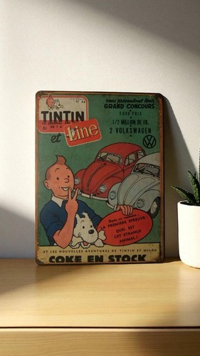 Plaque métal tintin - métal,