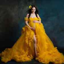 Ruffle Prom Bathrobe Nightwear Dress Photoshoot Sexy Off Shoulder Maternity Robe