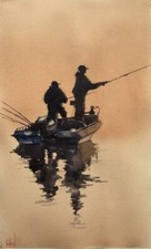 Plaque métal  pêche pêcheur