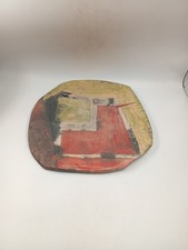 Vintage Brutalist Ceramic Dish Textured Abstract Decor 60s 70s Pottery