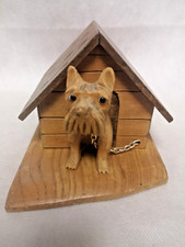 Atypical Wooden Cigarette Box Decorated Little Chien in His Niche