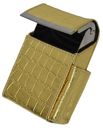 Doré croco cigarette - doré, cuir