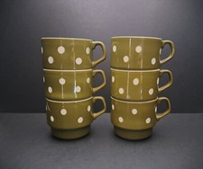 Lot de 6 tasses / mugs à café vintage à pois Royal Boch la Louvière Belgique