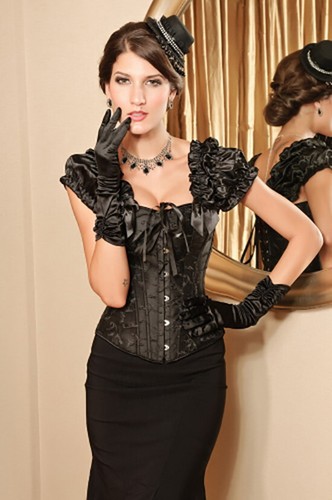 Corset bustier noir satinée