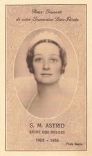 ANCIENNE IMAGE PIEUSE FAIRE PART DE DECES S.M. ASTRID REINE DES BELGES 1935