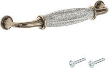 Poignée meuble vintage zamak finition laiton porcelaine céramique entraxe 128 mm