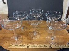 Set Of 6 Vintage MCM Hollow Stem Crystal Champagne Coupe 5 Inches Tall