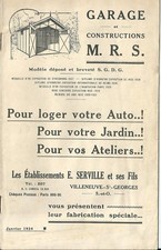 Catalogue Garage constructions MRS 1934 abri de jardin voiture jardinage SGDG