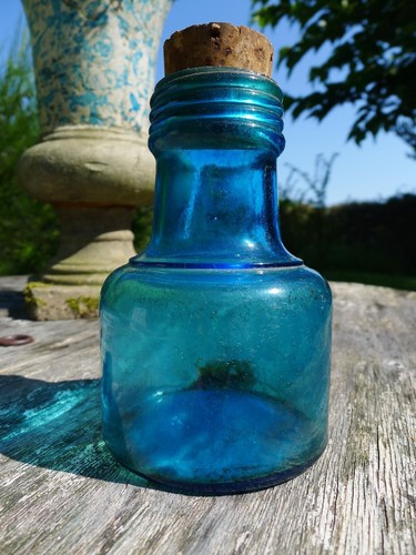 Flacon verre bleu fiole - bleu,