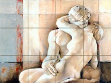 24 x 18 Art Rodin Kiss Mural Ceramic Backsplash Bath Interior Tile #69