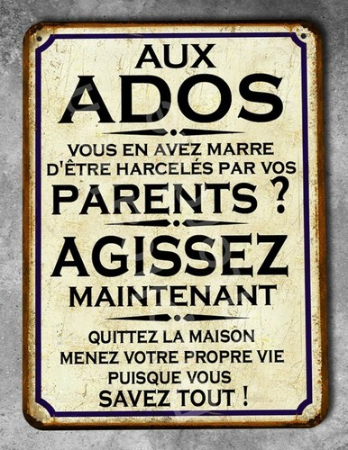Plaque métal vintage ados - métal,