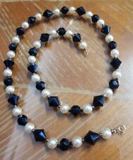 Vintage 1 Row White and Black Pearl Necklace RefV526